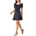 thumbnail image 4 of MODA NOVA Junior's Sweetheart Neck Bow Tie Front Ruffle Hem Mini a Line Dress, 4 of 5