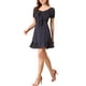 thumbnail image 4 of INSPIRE CHIC Vestido Mini de Cuello Corazón con Volantes para Mujeres en Azul S, 4 of 6