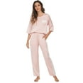 thumbnail image 2 of Unique Bargains Women's Satin Lounge with Pants Nightwear Pajama Sleepwear Sets, 2 of 5
