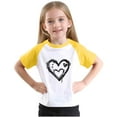 thumbnail image 4 of Summer Savings! THDHVS Girls Summer T-Shirts,Summer Casual Tops for Kids,Kids Girls T Shirts Casual Raglan Short Sleeve Crewneck Color Block Summer Tees Yellow 9-10 Years, 4 of 6