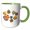 Green/White, variant on 3drose, a Swarm Colorful Discus Fishes on Empty White Background, 11oz Two-tone Green Mug