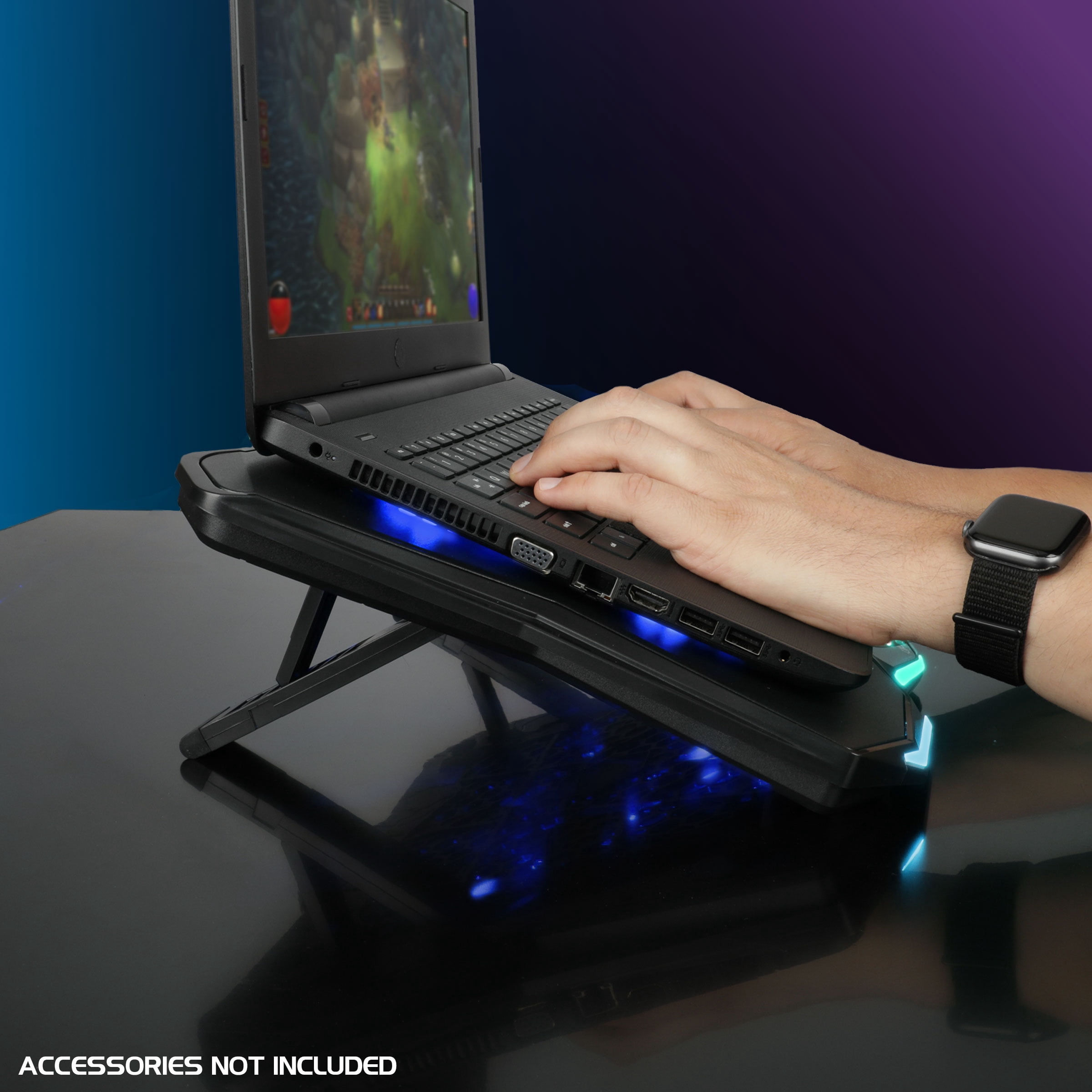 ENHANCE Infiltrate 3 RGB Gaming Laptop Cooler - 8 Fans, Adjustable, USB Hub for 13-17.3" Laptops