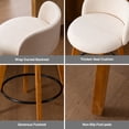 thumbnail image 3 of Joyyskill 26" Swivel Bar Stools Set of 6, Farmhouse Upholstered Bar Chairs with Curved Back and Wood Legs, Chenille Fabric Counter Height Island Chairs, Dark Oak/Beige, 3 of 8