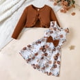 thumbnail image 4 of NAISIBABY Girls Dress Sets, Elegant Cardigan Floral Prints Sleeveless Bow Dress Cute 2-Piece Dresses Brown 4-6T, 4 of 7
