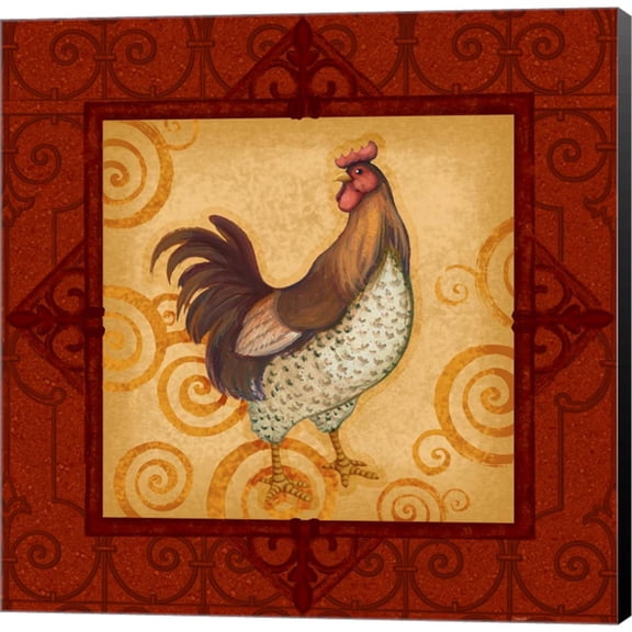 Decorative Rooster IV by Vivian Eisner, Canvas Wall Art, 12W x 12H
