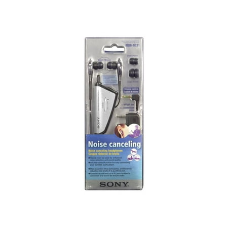 Sony MDR-NC11 - Headphones - ear-bud - wired - active noise canceling - 3.5 mm jack - black, silver - for Sony ICD-MX20; Network Walkman NW-HD3