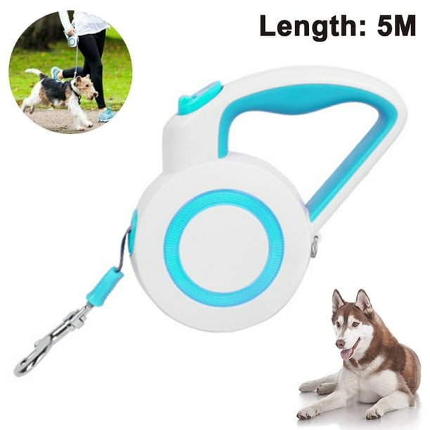Correa retráctil para perro, 360°, sin enredos, resistente, reflectante, para caminar, correa para perro, con mango antideslizante, freno con una sola mano, pausa y bloqueo Adepaton Correas y Collares para Perros