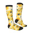 thumbnail image 3 of Picia Women Crew Soft Moisture-wicking Socks Blue Floral Sunflower Pattern Design Cotton Socks, One Size fit All, 3 of 9