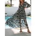 thumbnail image 5 of Asyoly Womens Dresses Casual Boho Floral Deep V Neck Long Sleeve Evening Dress Cocktail Party Maxi Wedding Dresses, 5 of 7