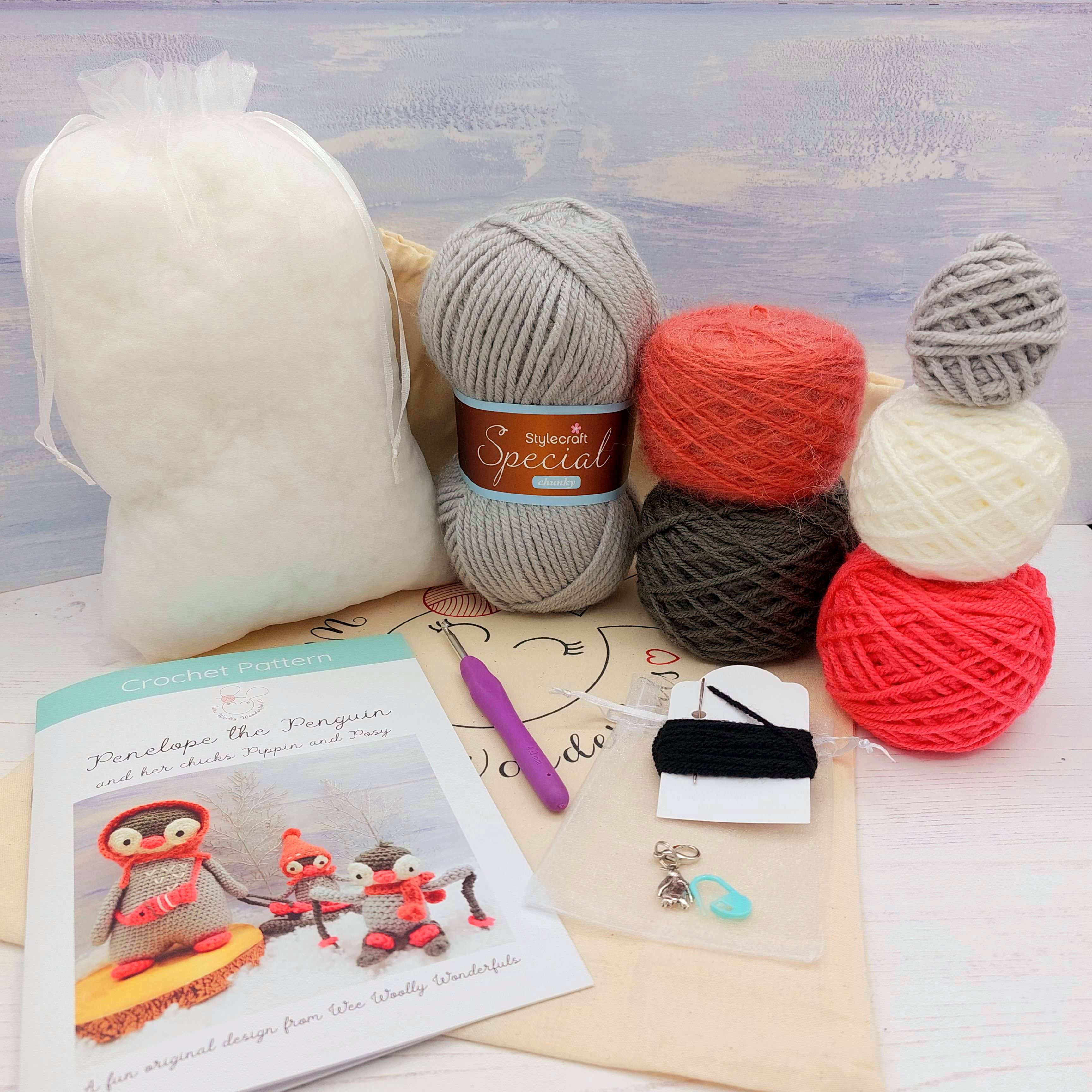 Crochet Kit - Penelope the Penguin & her Chicks