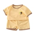thumbnail image 4 of UngA Toddler Baby Summer Clothes Boy 3 6 12 18 24 Months 2T 3T 4T 5T Funny Letter T-Shirts Top Shorts Set Toddler Baby Girl Outfits (Yellow,12-18 Months), 4 of 4