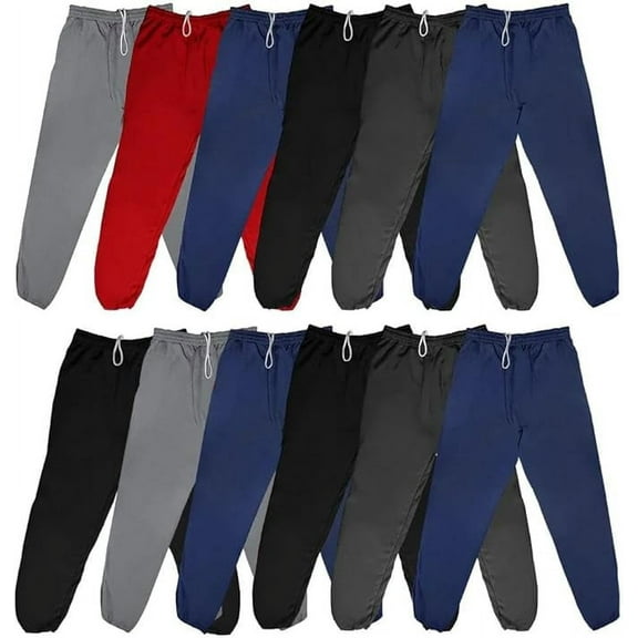 SOCKS'NBULK 24 Pack Mens Jogger Sweatpants, Assorted Colors & Sizes from S,M,L,XL,2XL, Great for Homeless Shelter Donations