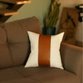 thumbnail image 5 of Bohemian Handmade Decorative Single Throw Pillow Vegan Faux Leather Solid 17" x 17" Brown & Ivory Square for Couch, Bedding, 5 of 6
