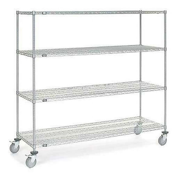 Nexel Chrome Wire Shelf Truck, 72x24x69 1200 Pound Capacity with Brakes
