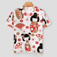 thumbnail image 2 of PRIYAL Cute Japanese Geisha Silk Women Pajama Set Short Sleeve Comfy Pjs Sets 2 Piece Lounge Set, 2 of 5