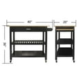 thumbnail image 4 of 40" Length Portable Kitchen Island on Wheels, Kitchen Island Cart with 2 Shelves, Rolling Kitchen Island with Black Frame and Wood Top, Convenient Assembly, 4 of 7