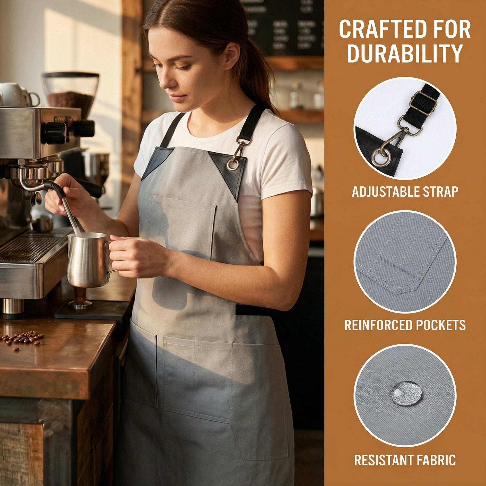 Unique Bargains Adjustable Long Waist Cooking Apron with Pocket for Home and Kitchen Gray