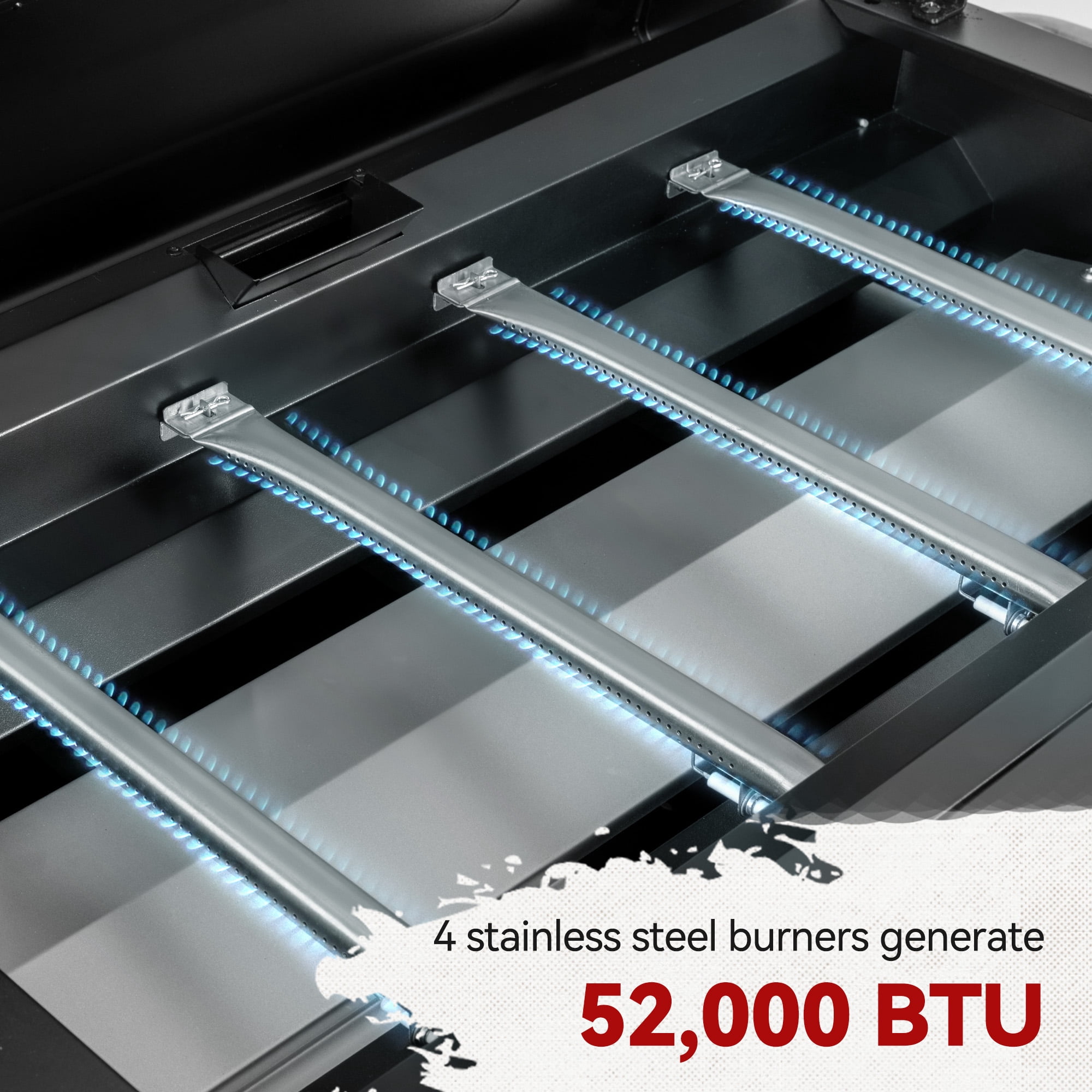 Royal Gourmet GB4008T Premium 4-Burner Gas Griddle with Foldable Pull-Out Side Table, 34-inch Griddle with Hood, Cabinet and Side Shelf