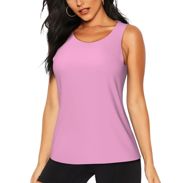 Fotbe Rose Red Blusas Sin Mangas para Mujer – Estilo Casual, Corte Suelto, Slim-Fit, Cuello Redondo Deportivo, Tops de Verano para Gimnasio y Yoga-XX-Large