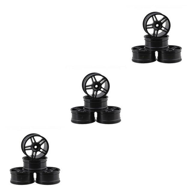 paramount 4 Pieces52mm Elastic *RC Car Tires Wheel Rims Hub Tyres High Traction Five Star/Black 3Set