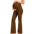 thumbnail image 2 of bbymog Women's Maternity Pants Over The Belly Wide Leg Pants Stretchy Lounge Trousers with Pockets Pregnancy Clothes Coffee-8 L, 2 of 6