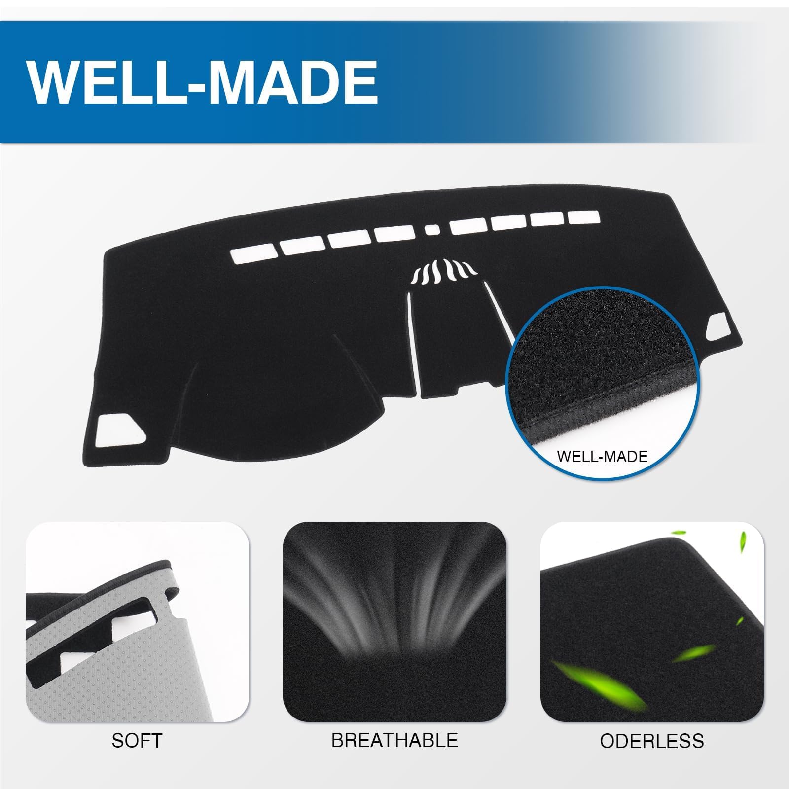 GUANGHUI Car Dash Cover Mat for Edge 2015-2024 Left Hand Driving Non-Slip Center Console Dashboard Cover Interior Accessories for Edge Custom Fit Dash Mat Sunshade Windshield No Glare Black