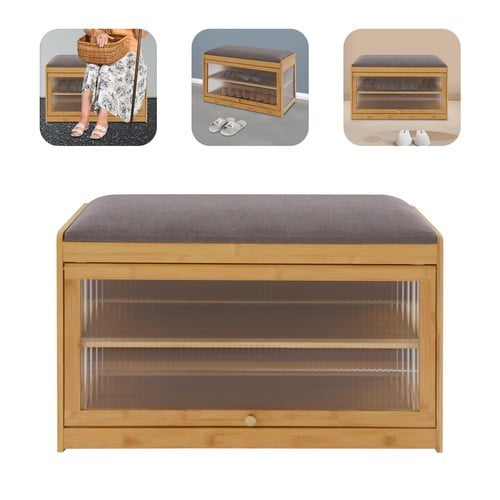 Entryway Shoe Bench Shoe Rack Bench with Cushion Shoe Rack Bench W/Storage Space