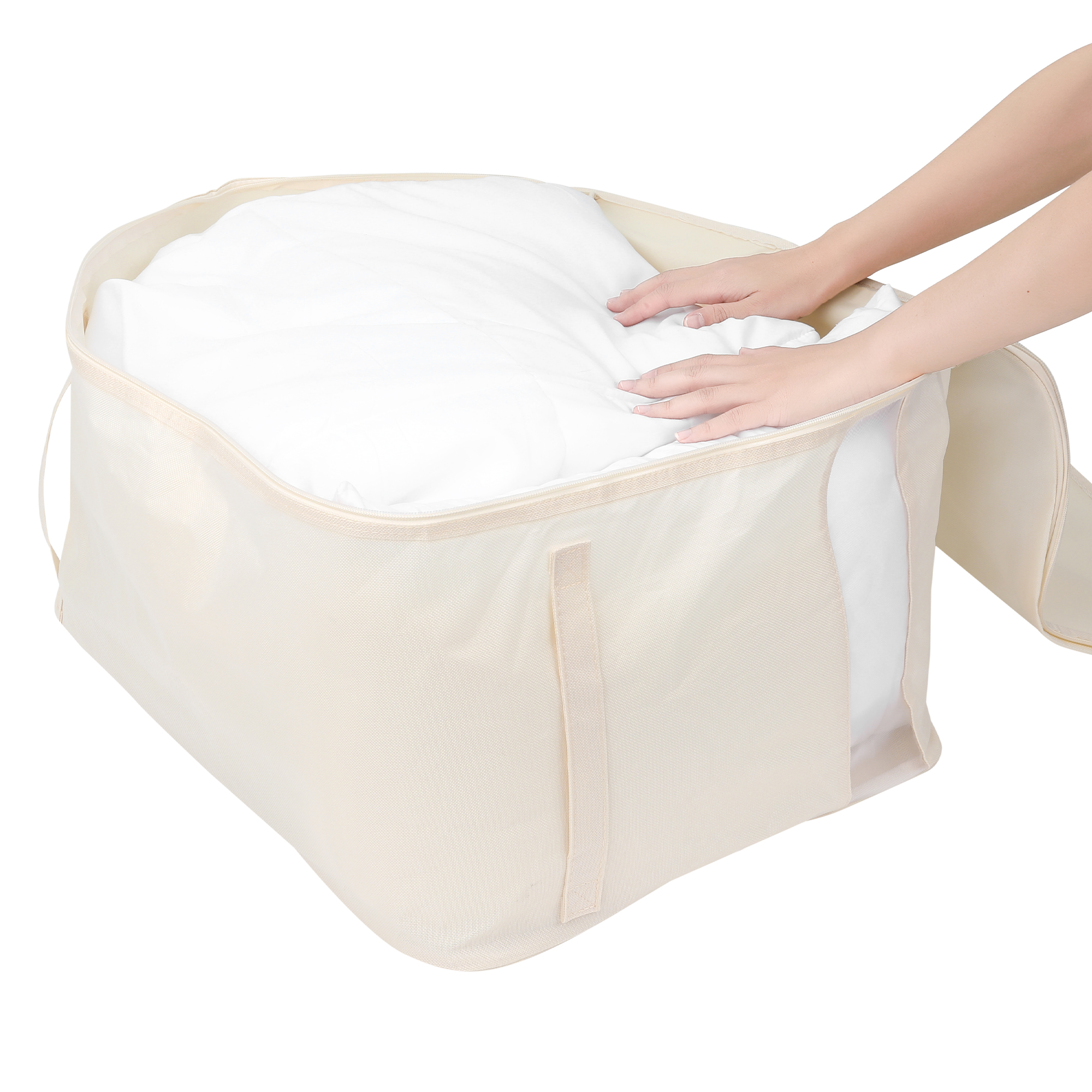 Unique Bargains Clothes Storage Bags for Closet Organizers w Handles Beige 23.5x19.5x14in