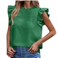 thumbnail image 1 of Besolor Débardeurs d'Été pour Femmes Col Rond à Volants Sans Manches Chemises Décontractées Amples pour Sortir Blouse Tees, 1 of 2
