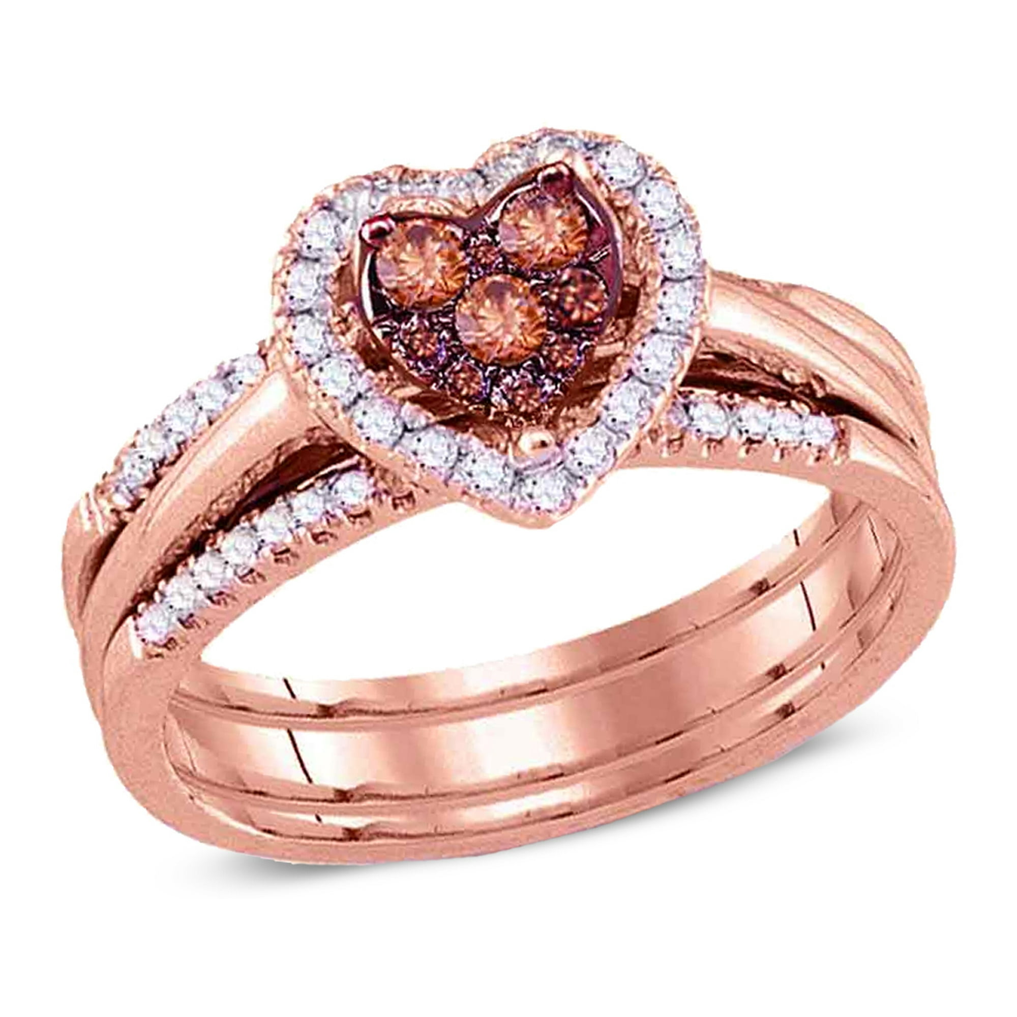 1 2 Carat I1 I2 Champagne Cognac Diamond Heart Engagement Ring