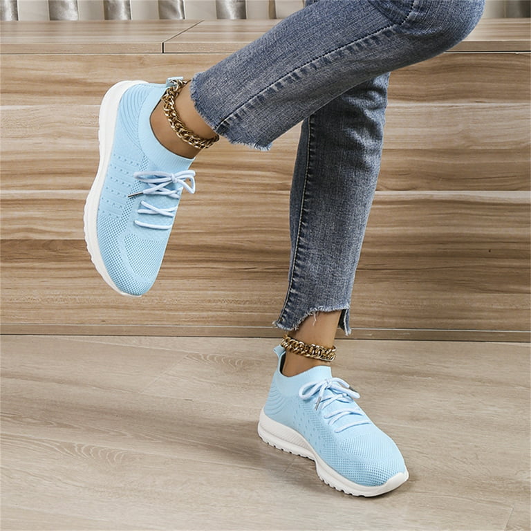 CAICJ98 Womens Running Shoes Womens Canvas Shoes Casual Cute Sneakers Low  Cut Lace up Fashion Comfortable for Walking,Light Blue 