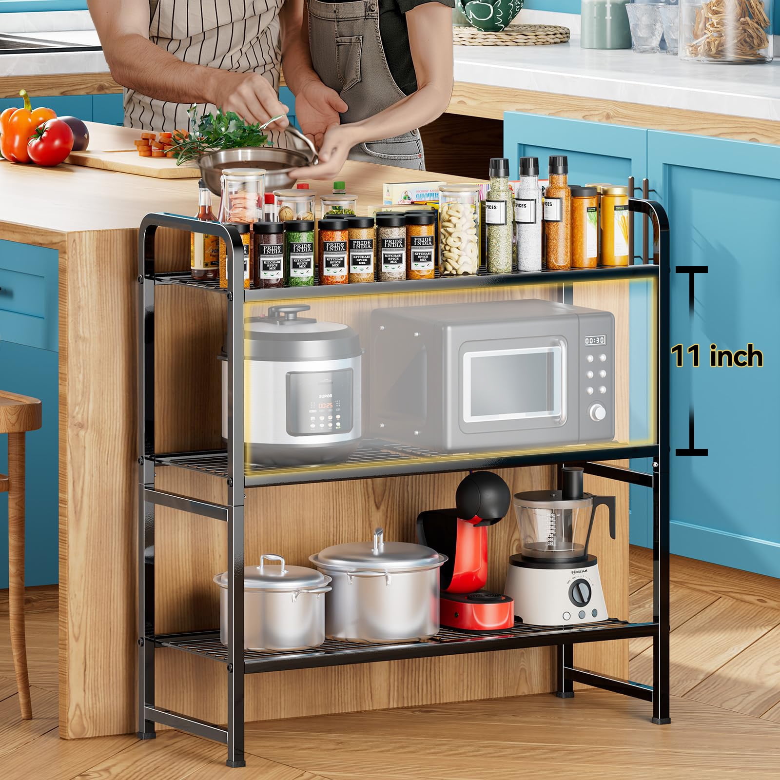 3-Tier 30" Wide Wire Shelving Unit Heavy Duty Metal Storage Shelves, 250 lb Load Capacity, Black