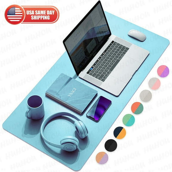 Large Leather Dual Sided Desk Pad Non-Slip Mouse Pad Office Home Writing Mat