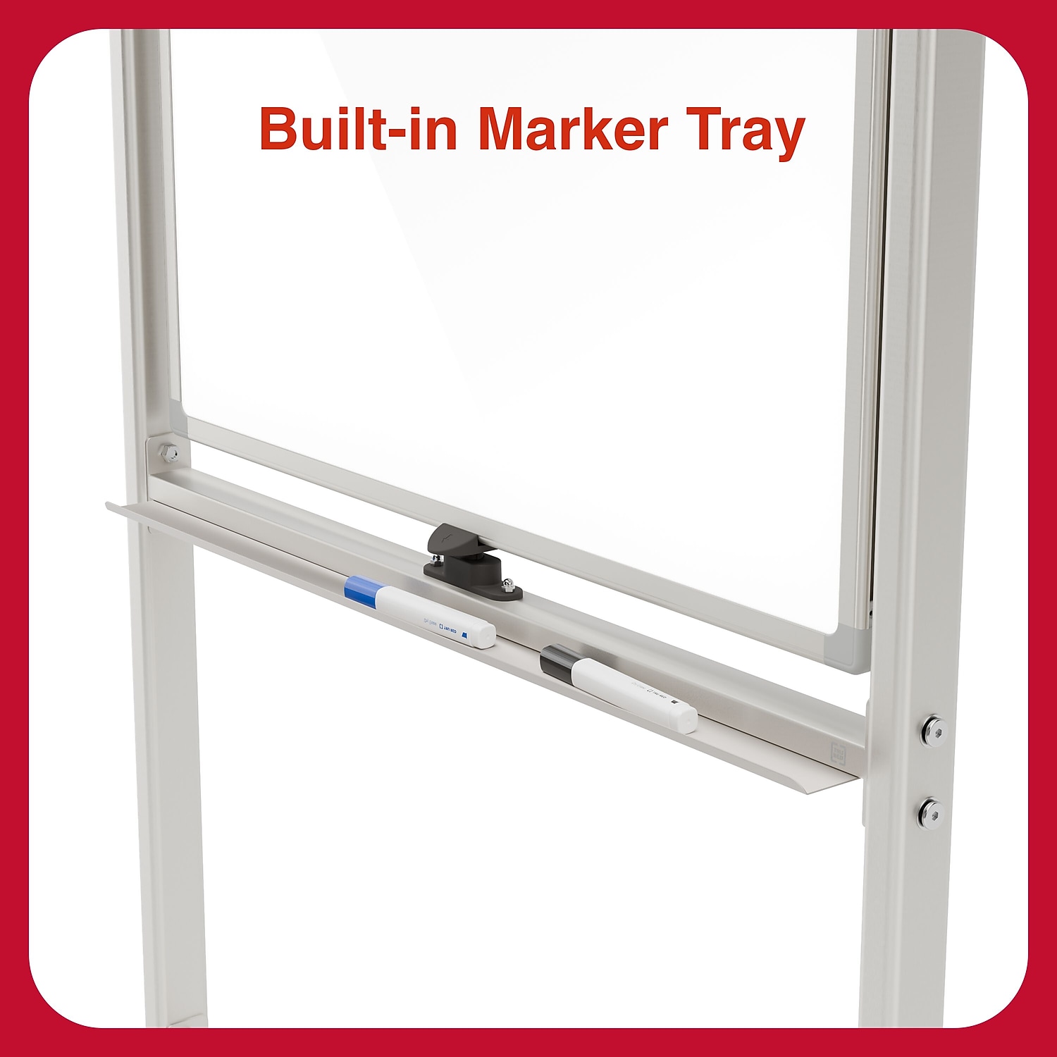 TRU RED Magnetic Painted Steel Mobile Dry Erase Board Aluminum Frame 30"H x 40"W (TR62827)