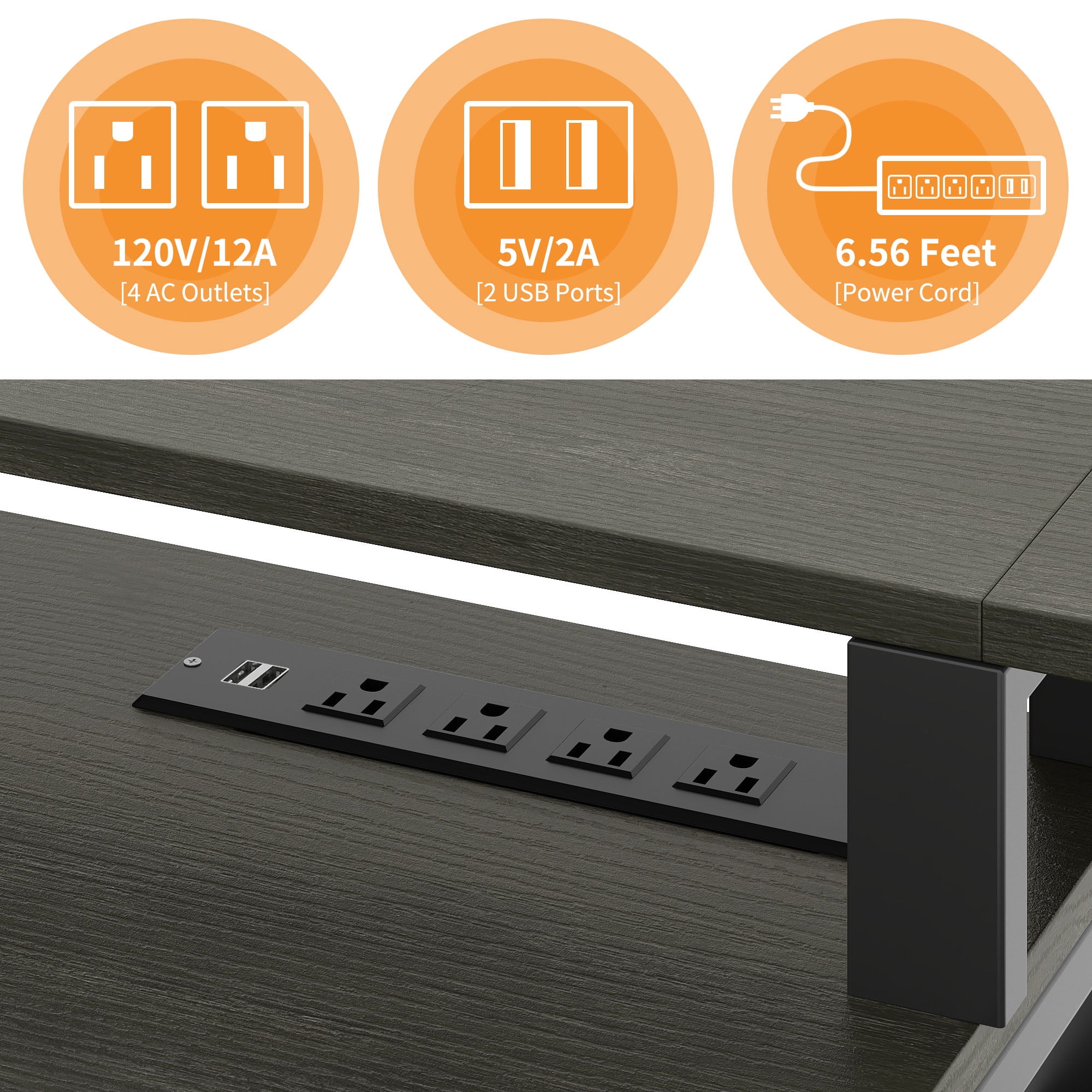 Craftian L-Shaped Desk with USB Ports & LED Light, Modern Computer Desk with Monitor Stand & 3 Drawers, Office Desk Executive desk with Open Storage Shelves, Corner Desk for Home Office, White