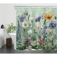 thumbnail image 2 of Flower Shower Curtain Vintage Watercolor Flowers Nature Bathroom Shower Curtain Modern Art Shower Curtain Home Decor Waterproof Durable Shower Curtain Accessories with 12 Hooks 72x78 Inches, 2 of 7