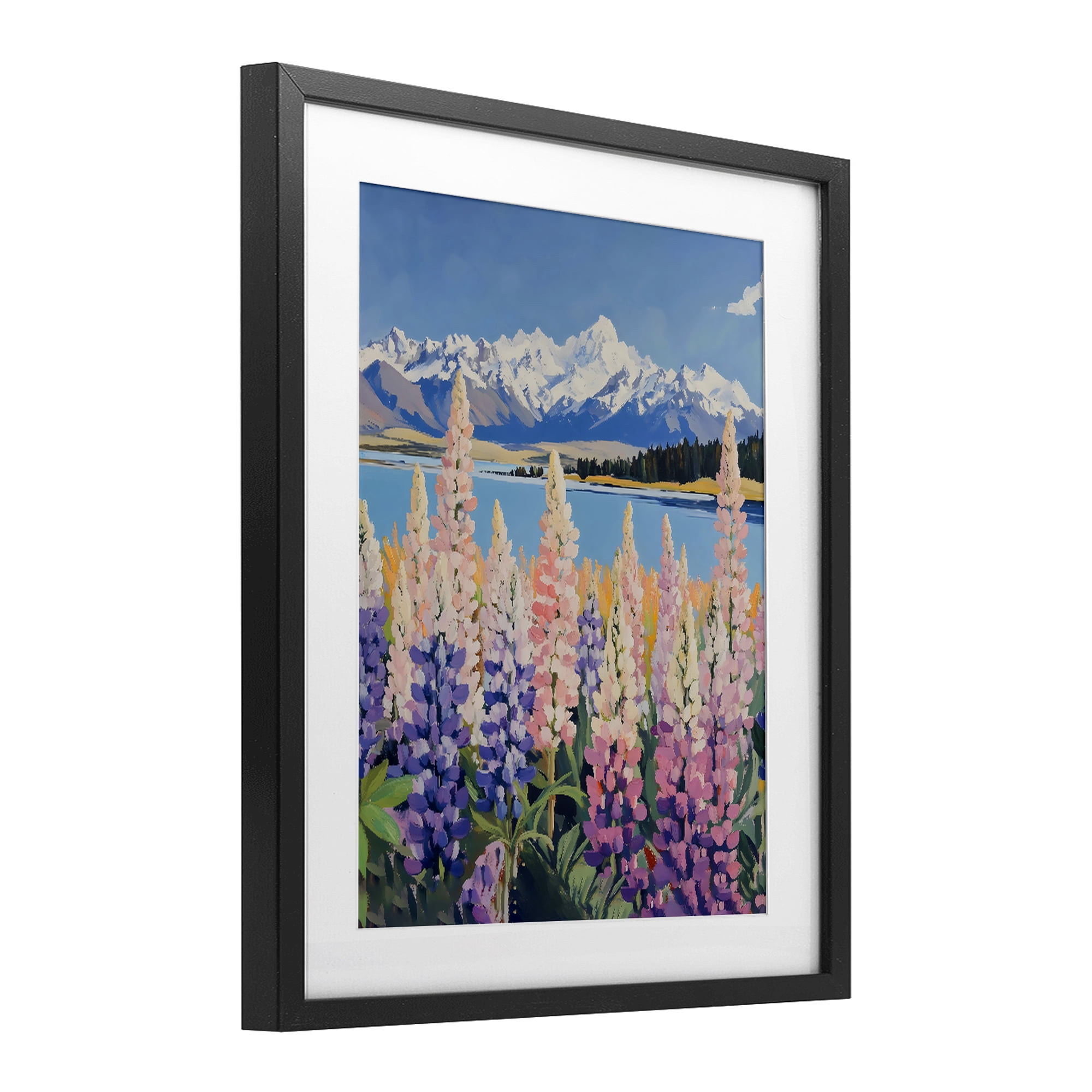 Stupell Industries Mountains & Wildflowers by Lake Black Framed Print Under Glass, design by The Prints Vibe
