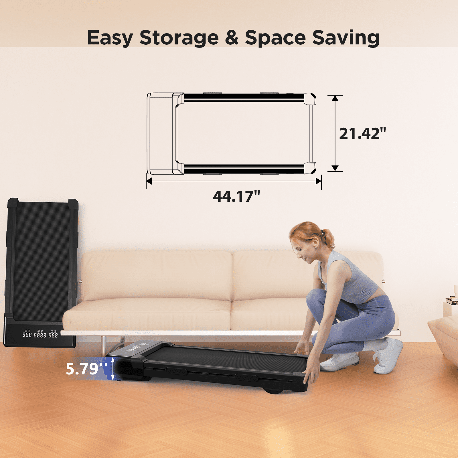 Walking Pad with Auto Incline for Home Office, Under Desk Treadmill with Double Shock Absorption, Walking Treadmill Pad with Smart APP & Remote Control, 300lbs Weight Capacity