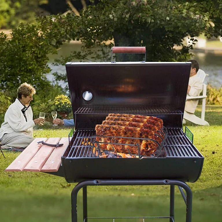 LYTIVAGEN BBQ Rib Rack Mental Rib Rack Holder Non Stick Rib Holder BPA Free Rib Rack for Grill Rib Racks Holding 4 Rib for Grilling for Gas Smoker or