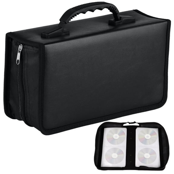 PU Leather CD Binder Case, Large Capacity CD Bag for 128 Discs, Portable DVD Storage Holder, Album Organizer, CD Carry Bag for Homes, Offices, Cars, Travels