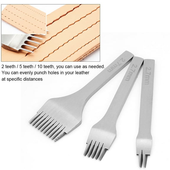 3pcs Handwork Leather PrO Stitch 2.7/3.0/3.38/3.85mm Leather Chisel Hole Punch Tool(2.7mm)