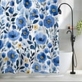 thumbnail image 2 of Blue Floral Fabric Shower Curtain Watercolor Washable Shower Curtains for Bathroom, Waterproof Bath Curtain with Hooks Home Decor 36x72in, 2 of 8