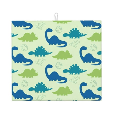 

Naloa Cute Dinosaur Blue Green Dish Drying Mat for Kitchen Counter Heat Resistant Drainer Mats Absorbent Draining Mat Dish Rack Pad 16 x18