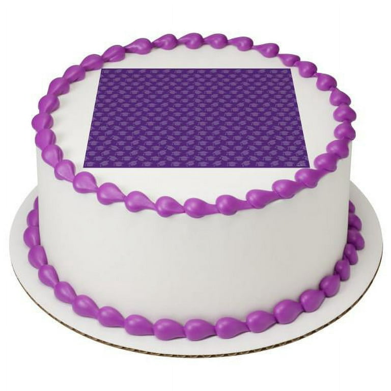 Congrats Grad Purple Letters Graduation Edible Cake Topper Image