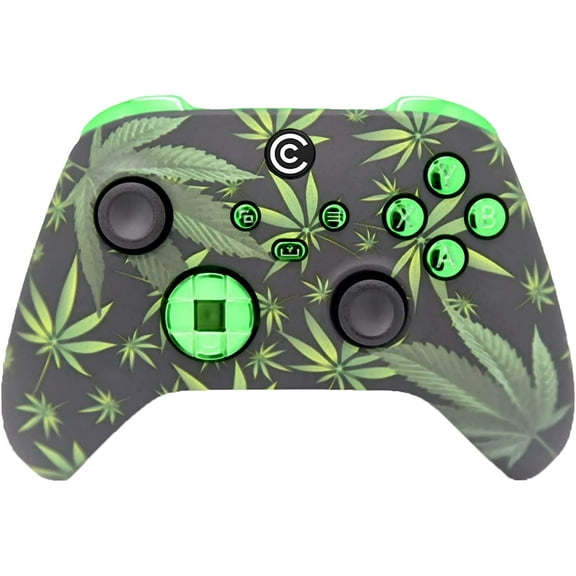 Designer Series Custom Wireless Controller for Series X/S & One - Multiple Designs Available (Weeds & Green Chrome Inserts)