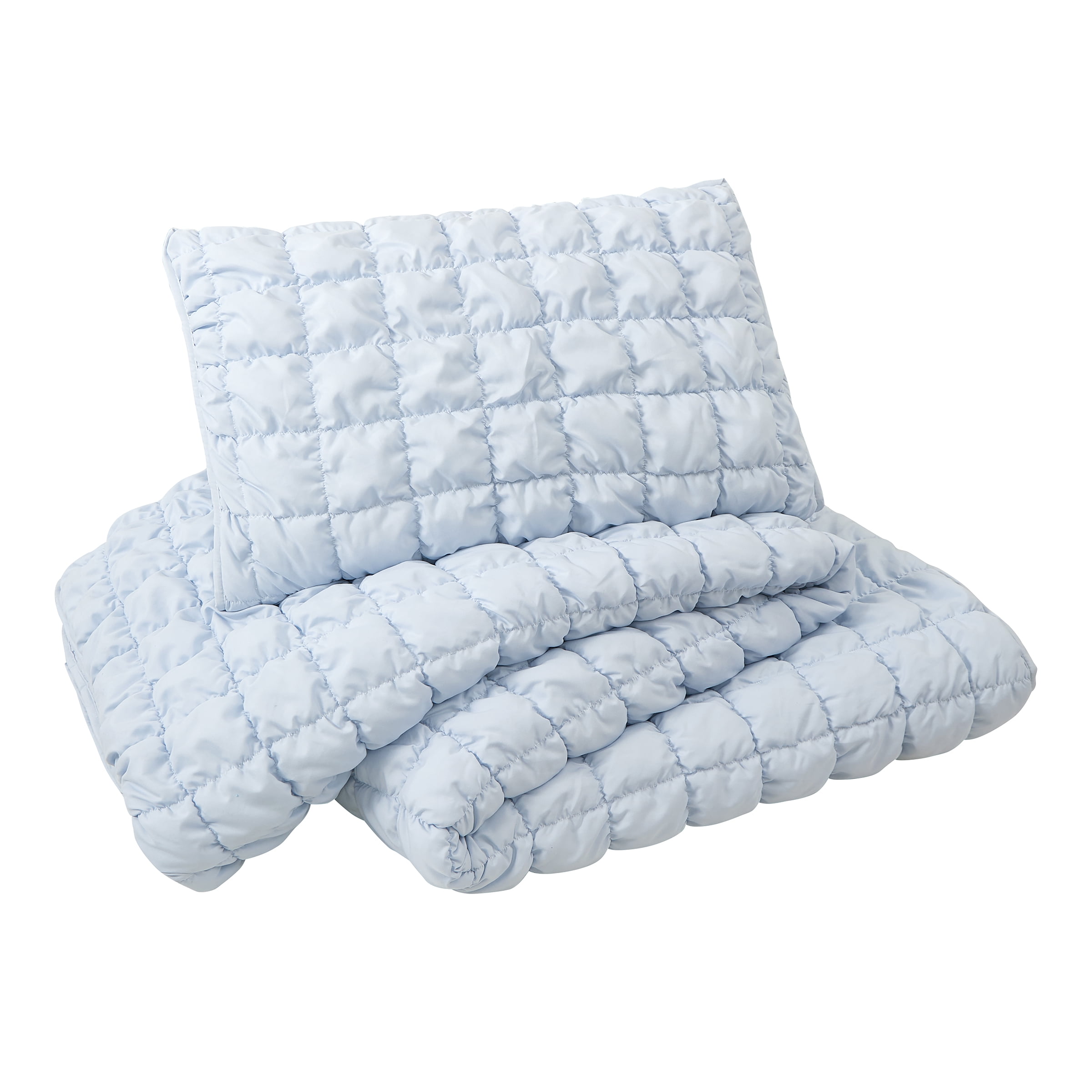 Urban Playground Kids and Teens Dreamy Clouds Marshmallow Blue 2-Piece Solid Quilt Set, Twin/Twin XL