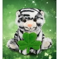 thumbnail image 4 of DolliBu Squat White Tiger Stuffed Animal with Green Plush Shamrock, Cute Green Shamrock Plush, Fun St Patricks Day Stuffed Animal Tiger, Good Luck St Patricks Day Toys for Kids, Baby - 8 Inches, 4 of 5