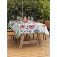 thumbnail image 3 of Outdoor Tablecloth with Umbrella Hole for Patio/Picnic/Party/Camping, Spring Floral Waterproof Table Cloth Rectangle Table Cover Washable, Pink Blue Flowers Butterfly Wooden (60"x 102"), 3 of 8