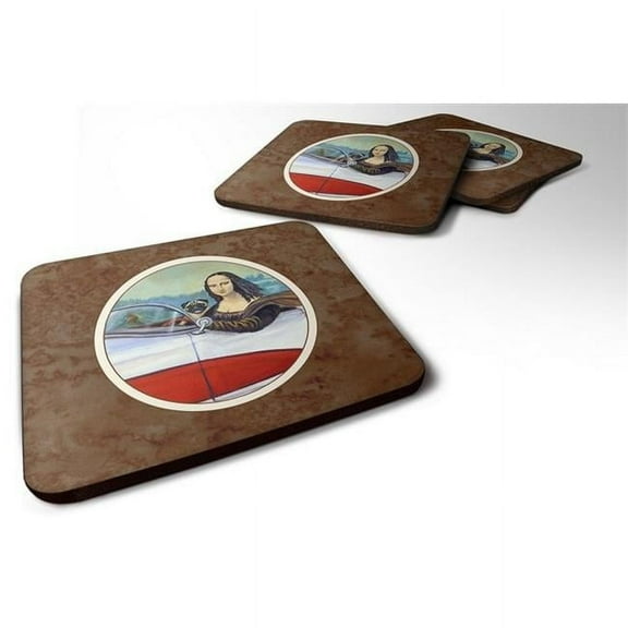 Fawn Pug & Mona Lisa Foam Coaster, Set of 4