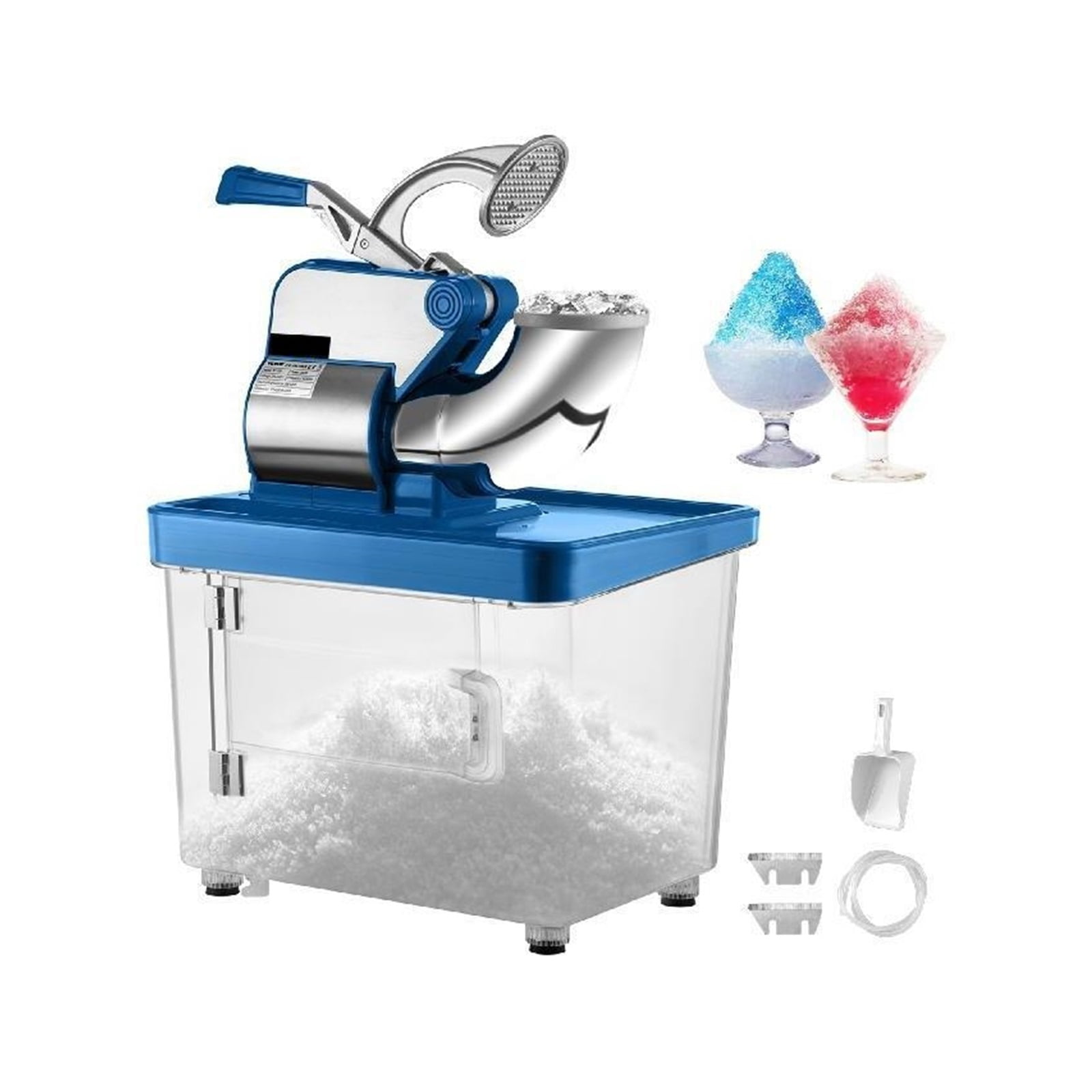 Electric Snow Cone Machine, Ice Crusher, Glass Graner, Blender, Chopper, Stainless Steel, Cold, Commercial